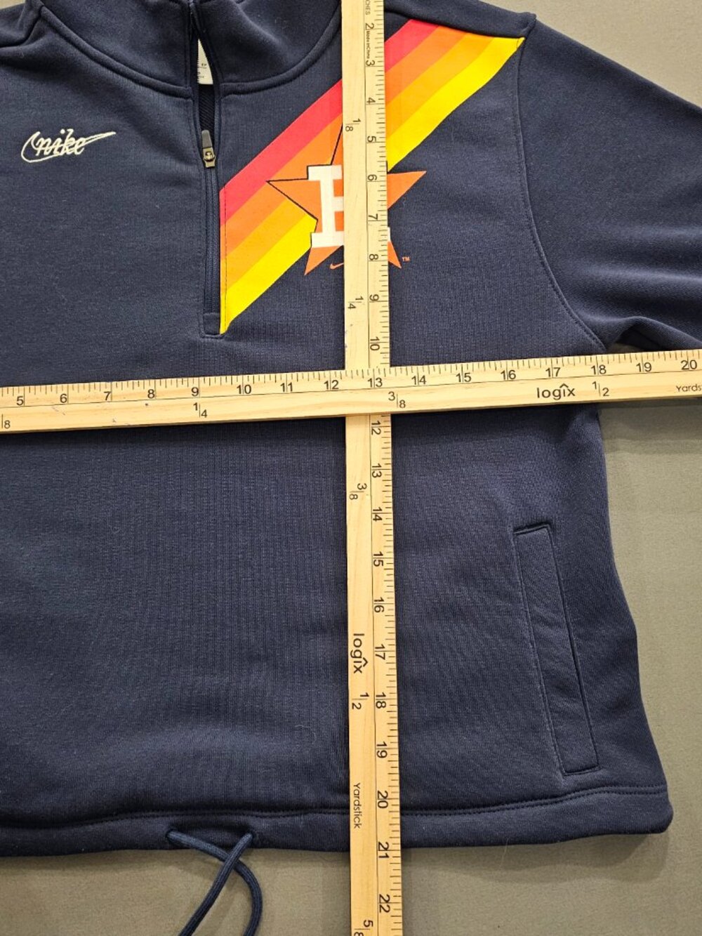 Nike Houston Astros Phoenix Fleece Cropped 1/2 Zip Pullover Rainbow Logo XS - Picture 10 of 10